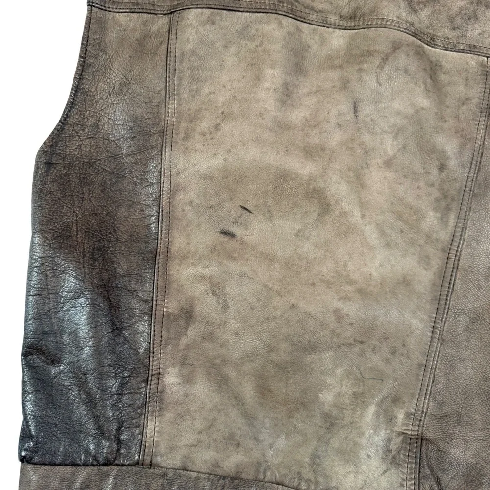 Vintage KAZ Mens Brown Genuine Leather Vest New Zealand Biker Trucker Western L